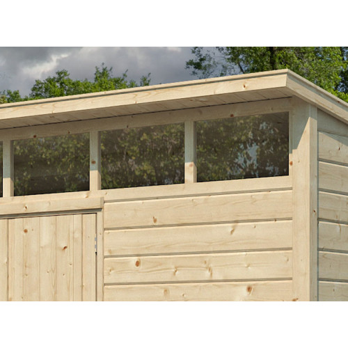abri de jardin bois brut 28 MM avec skylight  3,66 x 2,71 M