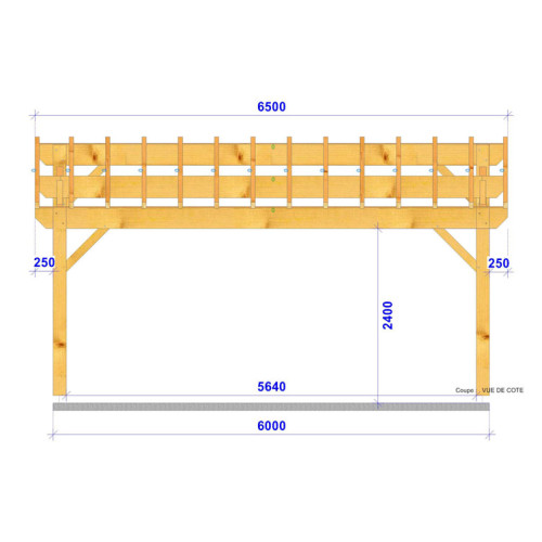 CHARPENTE BOIS 2 PENTES TENON/MORTAISE - 35M2