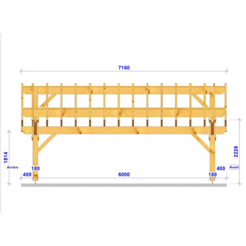 Charpente bois 2 pans asymétrique en bois Douglas - 38m2