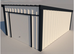 Garage métallique bicolor avec porte basculante 4.00 x 5.36 m 