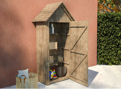 Armoire bois traité avec plancher et 3 étagères