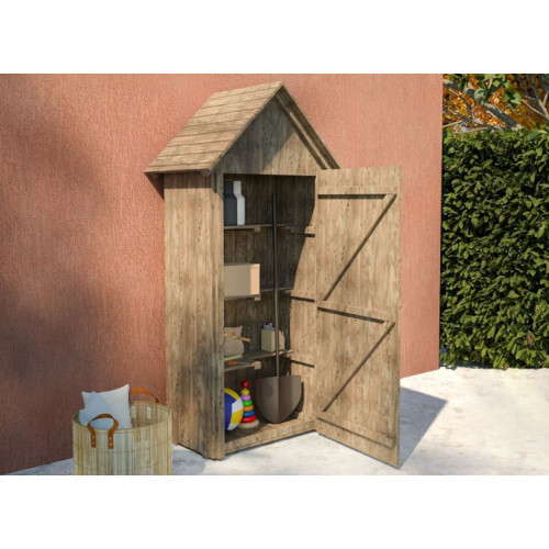 Armoire bois traité avec plancher et 3 étagères