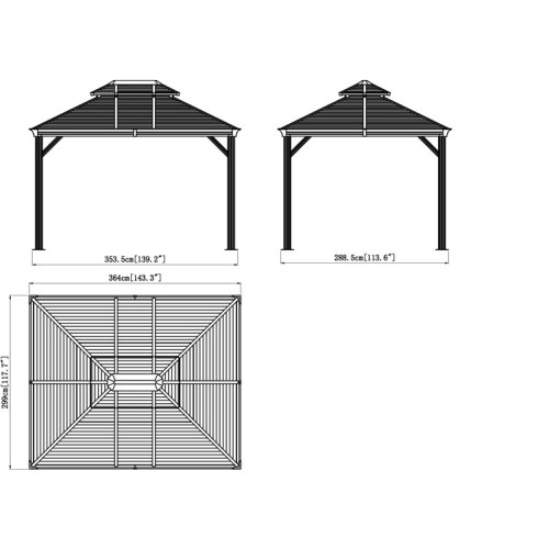 TONNELLE ALU TOIT ACIER 10 m2