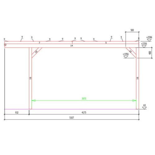 CARPORT BOIS DOUGLAS ADOSSE + LED