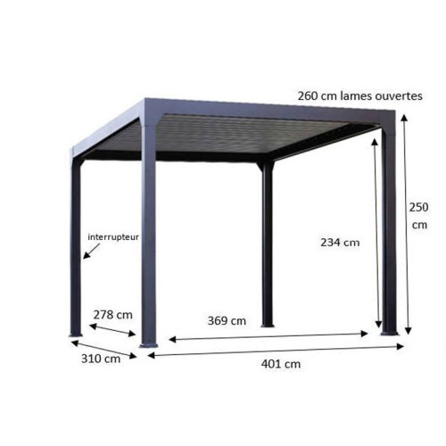 PERGOLA ALU BIOCLIMATIQUE MOTORISÉE SOLAIRE - 12M2