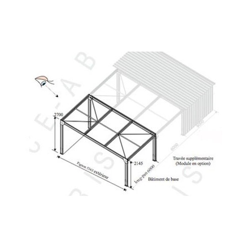 Abri Voiture Métallique Monopente 6.00 x 5.36 M Modulable