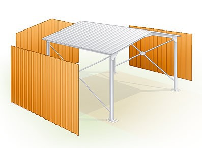 Option Bardage 3 côtés pour abri métallique ID737