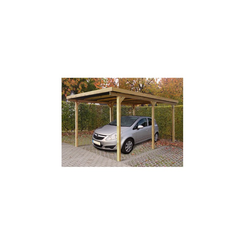 Abri voiture bois toit plat : ID1804