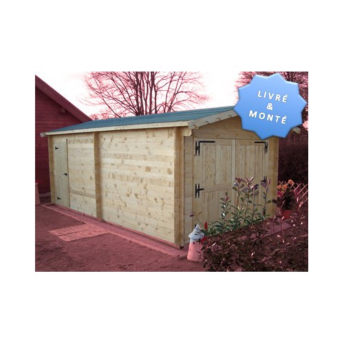GARAGE BOIS MADRIER MONTÉ :::::: 3,65 x 6,64 M