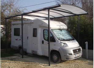 CARPORT CAMPING-CAR MÉTAL PLASTIFIÉ ET POLYCARBONATE 4 x 8 M