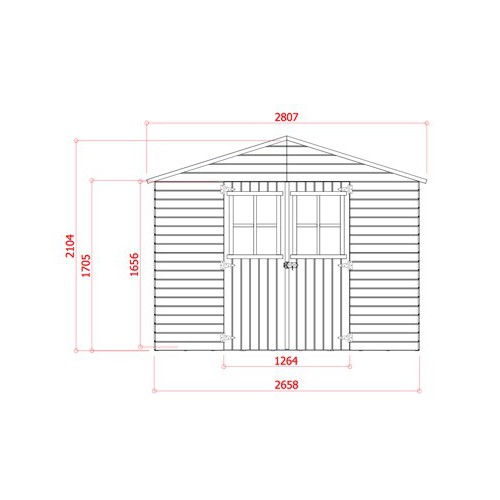 ABRI JARDIN BOIS TRAITÉ 12 MM 2,70 x 1,80 M