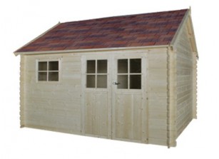 ABRI JARDIN MADRIER BOIS 28MM 3,61 X 3,40 M