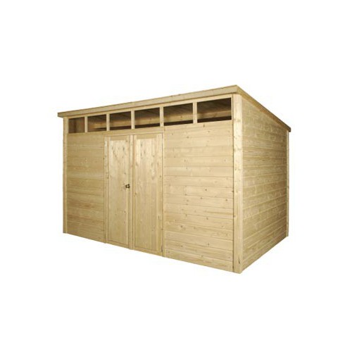 abri de jardin bois brut 28 MM avec skylight  3,66 x 2,71 M