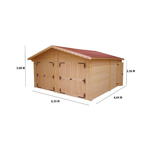 GARAGE DOUBLE BOIS MADRIER 60 MM  6.35 x 6.64 M
