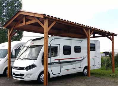 Abri une pente adossé, 450cmx750cm, bois douglas français, carport