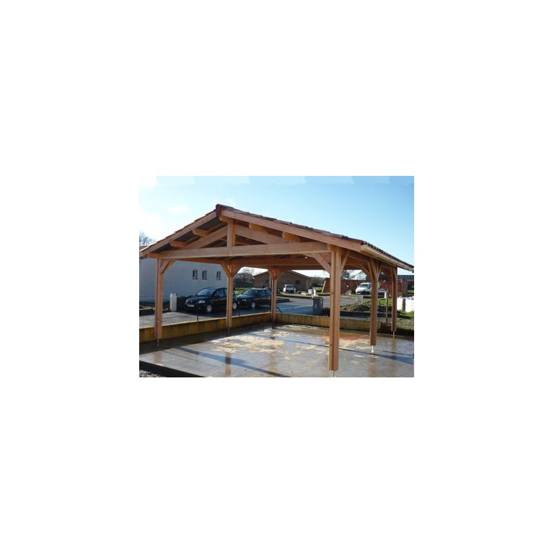 Abri deux pentes, 500cmx400cm, bois douglas francais, carport