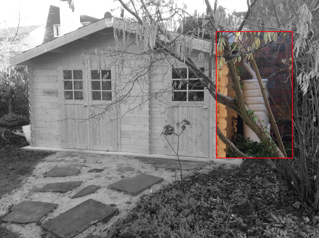 cabane de jaridn avec un récupérateur