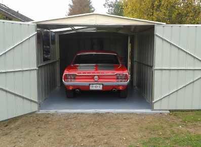 Mustang voiture garage métallique vert colorbond