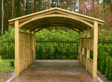 carport bois avec clôture ou bardages