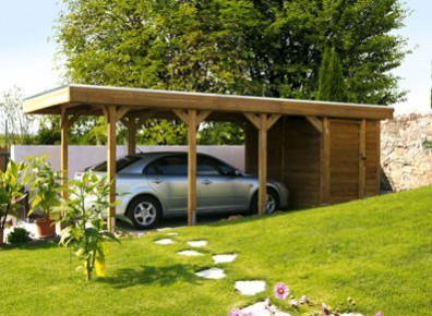 abri carport avec atelier en bois