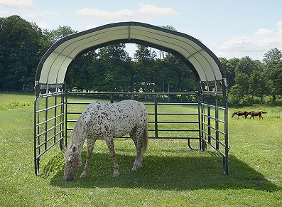 Abri chevaux mobile, un tunnel en bâche facile à déplacer !