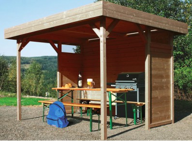 Abri pavillon en bois contrecollé