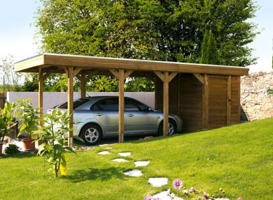 carport avec atelier ou remise pour les pneus neige