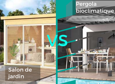 LE MATCH : pergola bioclimatique VS salon de jardin bois