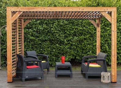 pergola bois thermotraité avec ventelles