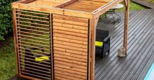 pergola bois thermotraité avec ventelles