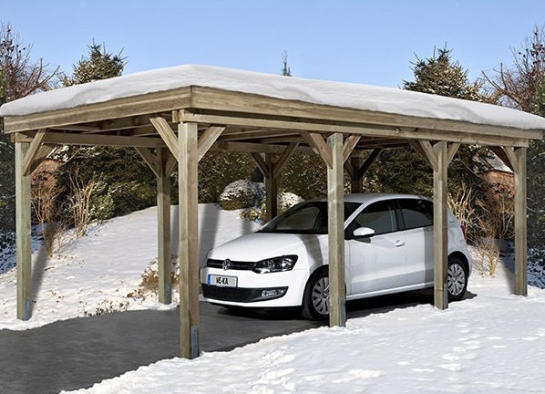 carport bois neige