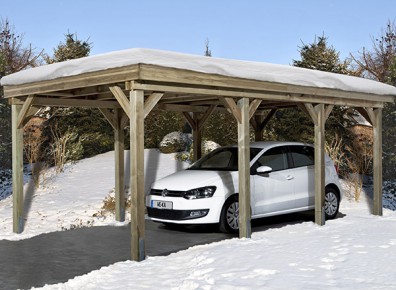 Réalisation client : un carport bois sous la neige