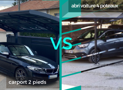 LE MATCH : carport deux pieds VS abri voiture quatre pieds