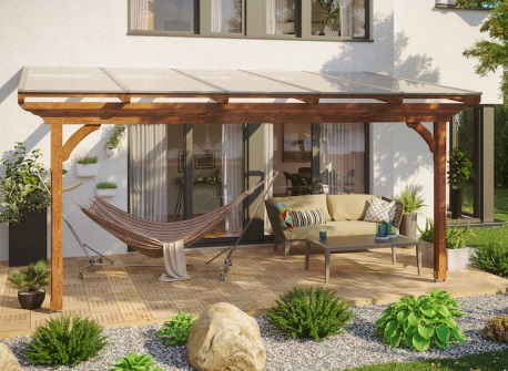 abri terrasse adossé en bois