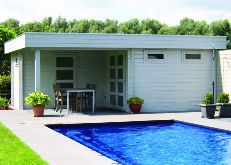 abri piscine en madriers de bois