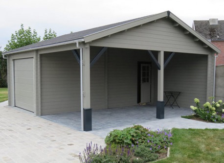 garage en madriers de bois premium