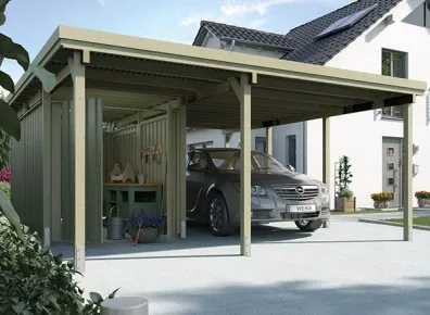 carport bois avec atelier qui peut être peint