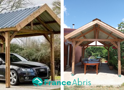 Une ossature bois carport… qui sert aussi pour déjeuner !