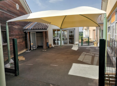 préau toile école sur la base d'un carport pro métallotextile personnalisable