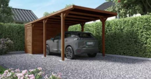 carport 1 voiture avec atelier en bois