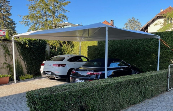 carport 2 voitures en métal et en toile