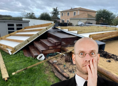 tempête sur un abri de jardin