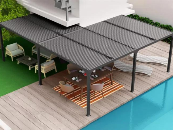 abri terrasse en angle de 32 m² avec couverture bioclimatique pas cher