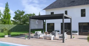 pergola bioclimatique autoportée avec un bon clair de jour