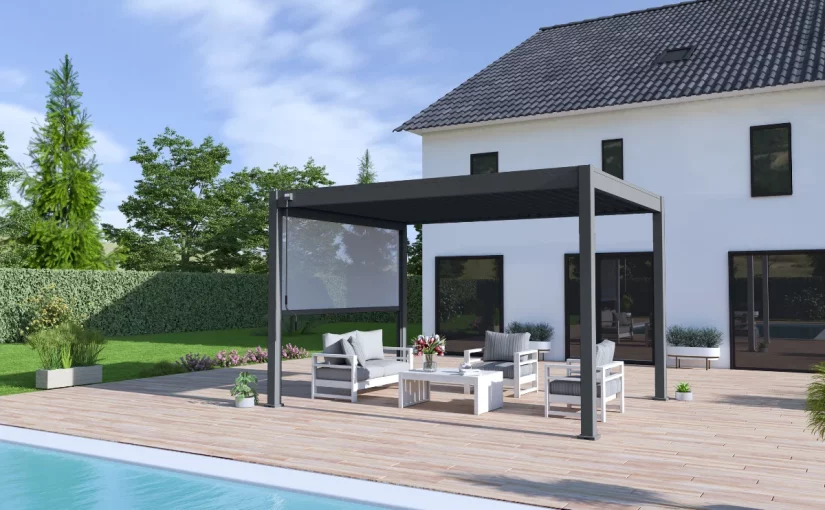 pergola bioclimatique autoportée avec un bon clair de jour
