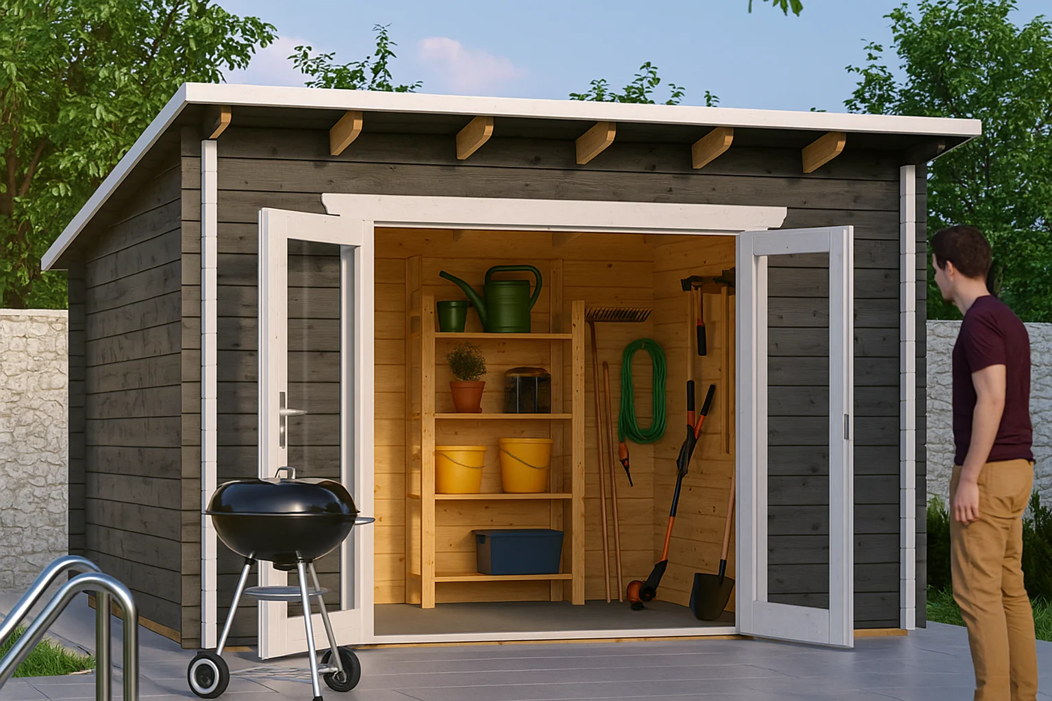 cabanon de jardin gris foncé