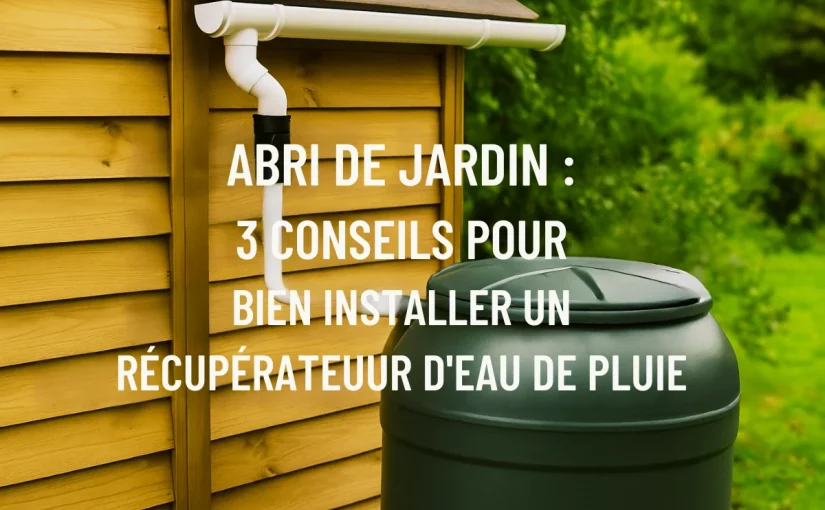 abri de jardin et récupérateur d'eau de pluie