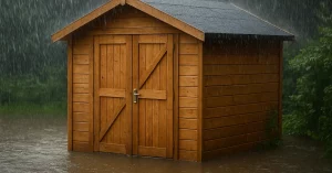 abri jardin bois et inondations
