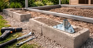 abri de jardin sans dalle béton, mais avec parpaings