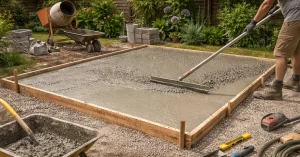 dalle béton abri de jardin